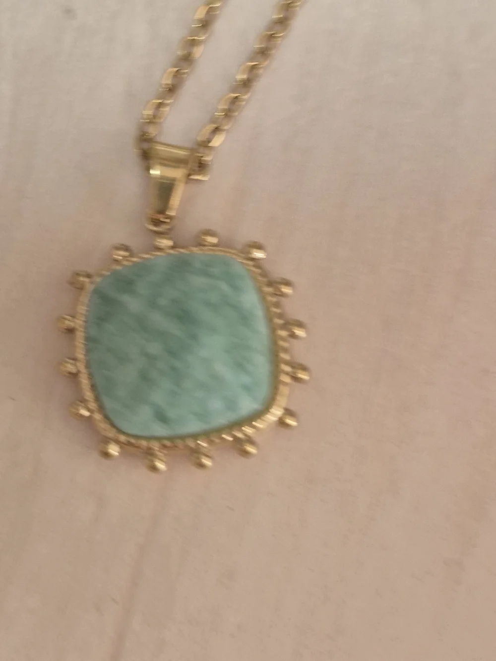 🩵🩵NEW🩵🩵 PRETTY!! Natural Stone Faceted AMAZONITE Square Pendant Necklace